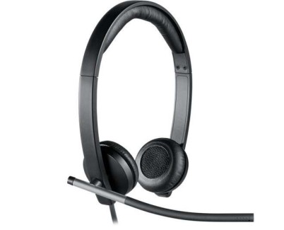 Logitech H650E Auriculares con Microfono USB - Microfono Plegable - Almohadillas Acolchadas - Controles en Cable - Color Negro