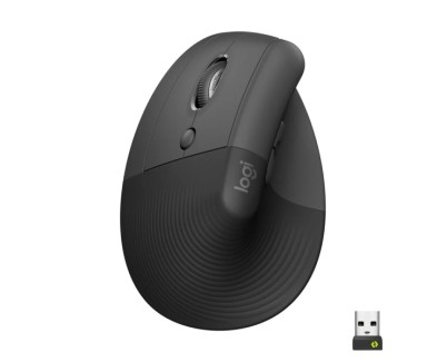 Logitech Lift Raton Vertical Bluetooth e Inalambrico USB 4000dpi - 5 Botones - Para Zurdos - Color Negro/Gris