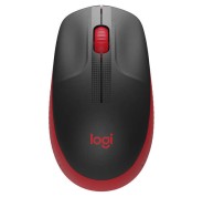 Logitech M190 Full Size Raton Inalambrico USB 1000dpi - 3 Botones - Gran Tamaño - Uso Ambidiestro - Color Negro/Rojo