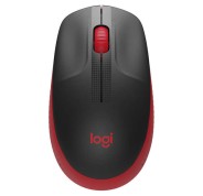 Logitech M190 Full Size Raton Inalambrico USB 1000dpi - 3 Botones - Gran Tamaño - Uso Ambidiestro - Color Negro/Rojo