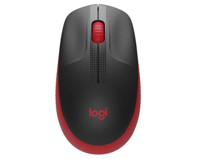 Logitech M190 Full Size Raton Inalambrico USB 1000dpi - 3 Botones - Gran Tamaño - Uso Ambidiestro - Color Negro/Rojo