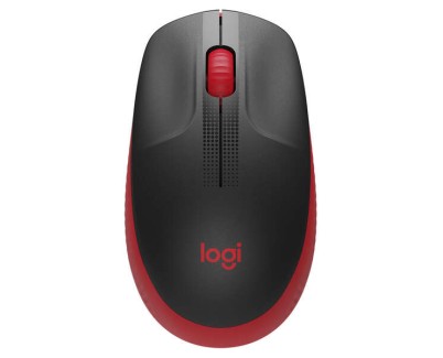 Logitech M190 Full Size Raton Inalambrico USB 1000dpi - 3 Botones - Gran Tamaño - Uso Ambidiestro - Color Negro/Rojo