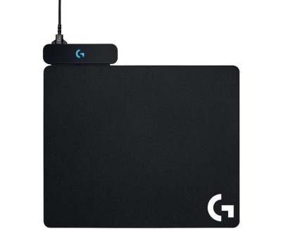 Logitech Powerplay Base con Sistema de Carga Inalambrica para Raton - Compatible con G703/G903 - Incluye 2 Alfombrillas Rigida y Flexible - Iluminacion RGB del Logotipo - 32x34x0.2cm - Cable de 1.83m - Color Negro