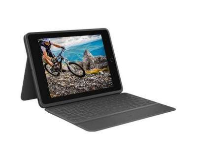 Logitech Rugged Folio Funda con Teclado Inalambrico para iPad 7ª y 8ª Generacion 10.2\" - Escritura Silenciosa - Teclas de Acceso Directo - Antiderrames - Cierre Magnetico - Color Gris