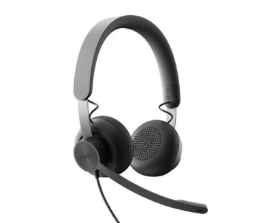 Logitech Zone Wired Auriculares con Microfono Plegable USB-C - Adaptador a USB-A - Diadema Ajustable - Almohadillas Acolchadas - Controles en Cable - Cable Trenzado de 1.90m - Color Negro