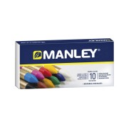 Manley Pack de 10 Ceras Blandas de Trazo Suave - Ideal para Gran Variedad de Tecnicas y Aplicaciones - Fabricacion Artesanal - Amplia Gama de Colores - Colores Surtidos