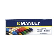 Manley Pack de 15 Ceras Blandas de Trazo Suave - Ideal para Gran Variedad de Tecnicas y Aplicaciones - Fabricacion Artesanal - Amplia Gama de Colores - Colores Surtidos