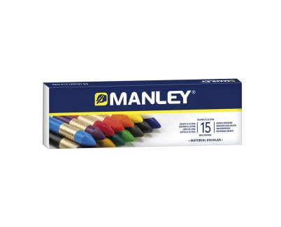 Manley Pack de 15 Ceras Blandas de Trazo Suave - Ideal para Gran Variedad de Tecnicas y Aplicaciones - Fabricacion Artesanal - Amplia Gama de Colores - Colores Surtidos