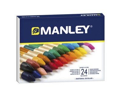 Manley Pack de 24 Ceras Blandas de Trazo Suave - Ideal para Gran Variedad de Tecnicas y Aplicaciones - Fabricacion Artesanal - Amplia Gama de Colores - Colores Surtidos