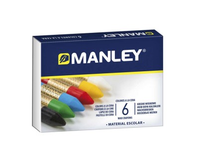 Manley Pack de 6 Ceras Blandas de Trazo Suave - Ideal para Tecnicas y Aplicaciones Variadas - Amplia Gama de Colores - Colores Surtidos