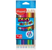 Maped Color´Peps Duo Pack de 12 Lapices Bicolores Triangulares - Doble Punta 2.9mm - Madera Certificada FSC - Colores Surtidos
