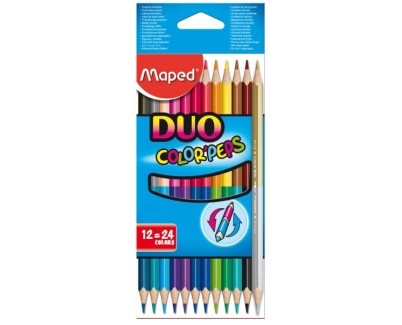 Maped Color´Peps Duo Pack de 12 Lapices Bicolores Triangulares - Doble Punta 2.9mm - Madera Certificada FSC - Colores Surtidos