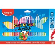 Maped Color´Peps Jungle Pack de 24 Rotuladores con Punta Media Bloqueada 2mm - Ojival, Suave y Flexible - Tinta Lavable - Colores Surtidos