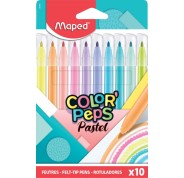 Maped Color´Peps Pastel Pack de 10 Rotuladores con Punta Media Bloqueada 2.8mm - Tinta Lavable - Colores Pastel Surtidos