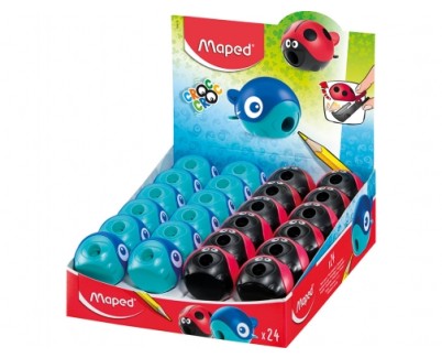 Maped Croc Croc Sacapuntas de 1 Orificio con Deposito - Divertidos Dise&ntilde;os de Mariquita y Ballena