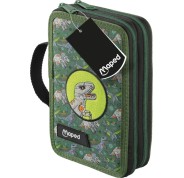Maped Dinosaurio Estuche de 2 Pisos con 38 Articulos: Goma de Borrar, Sacapuntas, Lapiz de Grafito HB, 2 Boligrafos, Regla, 18 Lapices de Colores, 12 Rotuladores, Tijeras y Subrayador