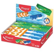 Maped Expositor de 20 Gomas de Borrar con 3 Diseños de Animales - Forma Rectangular - Sin Ftalatos - Colores Surtidos