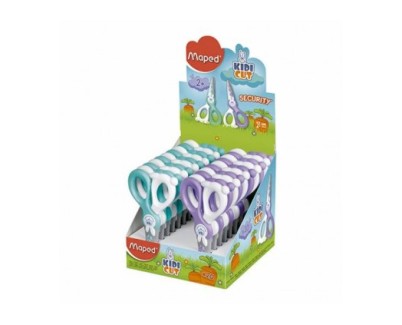 Maped Kidikut Tijera Escolar Punta Redonda 12cm - Cuchillas en Fibra de Vidrio - Mango de Plastico Simetrico - Colores Surtidos