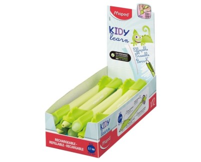 Maped Kidy Lern Magic Boligrafo Borrable con Guia para Dedos - Modelo Camaleon - Tinta Color Azul - Recomendado para Ni&ntilde;os de 4 a 10 A&ntilde;os - Color Amarillo