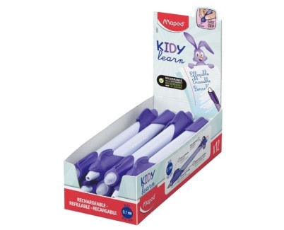 Maped Kidy Lern Magic Boligrafo Borrable con Guia para Dedos - Modelo Conejo - Tinta Color Azul - Recomendado para Ni&ntilde;os de 4 a 10 A&ntilde;os - Color Violeta