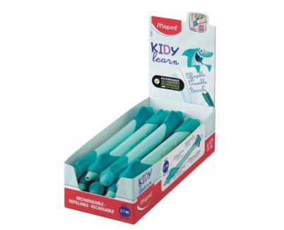 Maped Kidy Lern Magic Boligrafo Borrable con Guia para Dedos - Modelo Tiburon - Tinta Color Azul - Recomendado para Ni&ntilde;os de 4 a 10 A&ntilde;os - Color Turquesa