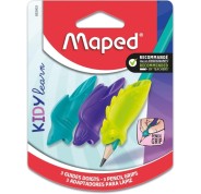 Maped Kidy Lern Pack de 3 Guias de Lapiz para Dedos - 3 Modelos Tiburon, Camaleon y Conejo - Apta para la Mayoria de Lapices - Para Alumnos de 3 a 7 Años