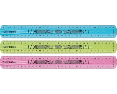 Maped Twist´n Flex Regla de Flexible 30cm - Irrompible - Doble Graduacion - Colores Aleatorios Azul, Rosa y Verde