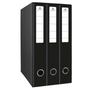 Mariola Box Modulo de 3 Archivadores con Rado 2 Anillas 40mm - Tamaño 35x26x17cm - Carton Forrado - Color Negro