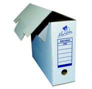 Mariola Caja de Archivo Definitivo Tamaño Folio Prolongado - Medidas 27,5x12x39cm - Ideal para Organizar Documentos - Color Blanco y Azul