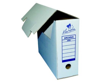 Mariola Caja de Archivo Definitivo Tama&ntilde;o Folio Prolongado - Medidas 27,5x12x39cm - Ideal para Organizar Documentos - Color Blanco y Azul