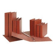 Mariola Carpeta Archivador de 2 Anillas Carton Gofrado Cuero - Tamaño Cuarto Apaisado - Anillas Redondas 40mm - Medidas 20x27x5.5cm - Color Marron