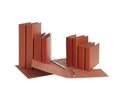 Mariola Carpeta Archivador de 2 Anillas Carton Gofrado Cuero - Tamaño Cuarto Natural - Anillas Redondas 25mm - Medidas 24x21x4cm - Color Marron