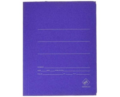 Mariola Carpeta de Carton con Bolsa Folio 500gr/m2 - Medidas 34x25x1cm - Cierre con Goma Elastica - Color Azul Mate