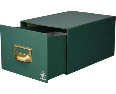 Mariola Fichero Carton Forrado en Geltex Nº3 para 500 Fichas - Medidas 180x125x250mm - Resistente y Duradero - Color Verde