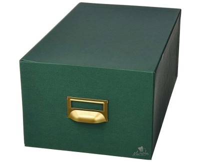Mariola Fichero Carton Forrado en Geltex N&ordm;5 para 500 Fichas - Medidas 250x190x250mm - Resistente y Duradero - Color Verde