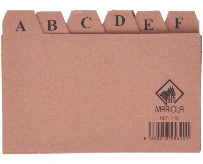 Mariola Indice A-Z Nº2 para Fichero - Medidas 125x75mm - Color Marron