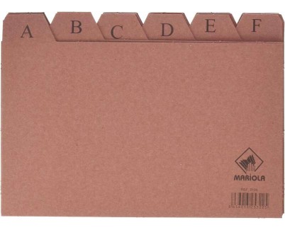 Mariola Indice A-Z Nº4 para Fichero - Medidas 200x120mm - Color Marron