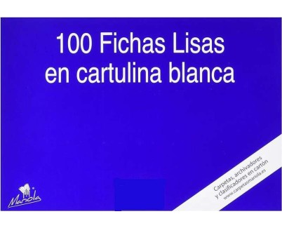 Mariola Pack de 100 Fichas Lisas Nº4 para Fichero - Medidas 200x120mm - Color Blanco