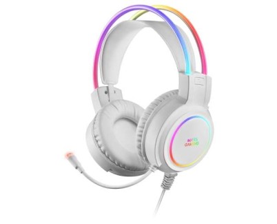 Mars Gaming Auriculares Gaming con Microfono Flexible - Iluminacion RGB - Diadema Ajustable - Almohadillas Acolchadas - Control en Auricular - Cable de 1.80m