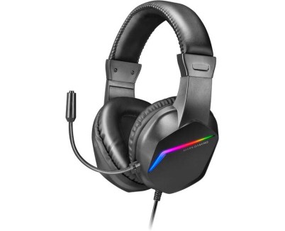 Mars Gaming Auriculares MH122 Ultraligeros con Iluminacion FRGB Rainbow - Sonido Hi-Fi Ultra-Bass Spatial Sound - Diseño Ergonomico - Cancelacion de Ruido Pasiva - Compatibilidad Total Multiplataforma - Color Negro