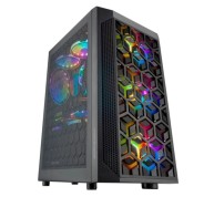 Mars Gaming Caja Compacta Gaming MCMESH - Tecnologia MESH 360º - 3 Ventiladores FRGB 120mm - Soporte para MicroATX & Mini-ITX - Refrigeracion Liquida - Negro - Color Negro