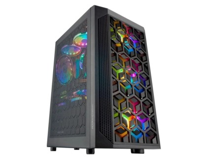 Mars Gaming Caja Compacta Gaming MCMESH - Tecnologia MESH 360º - 3 Ventiladores FRGB 120mm - Soporte para MicroATX & Mini-ITX - Refrigeracion Liquida - Negro - Color Negro