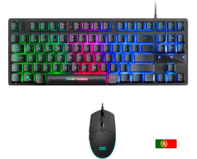 Mars Gaming Combo Gaming MCPTKL - Teclado TKL y Raton Ligero - Iluminacion RGB Breathing & Flow - Tecnologia H-Mech - Hasta 3200 DPI - Switches Mecanicos Huano - Prestaciones Gaming de Alto Nivel - Compatibilidad Total - Color Negro
