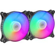 Mars Gaming Kit de 2 Espectaculares Ventiladores FRGB RAINBOW 360º - 120x120x25mm - Iluminacion 360º FRGB RAINBOW - Ventilacion Superior y Silenciosa - Conexion 3PIN+4PIN - Color Negro