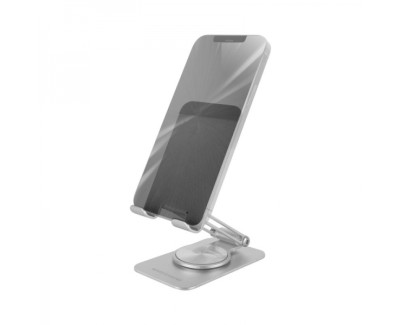 Mars Gaming MA-RSS Soporte para Smartphone - Aluminio ligero - Rotacion 360º - Ajuste altura 180º - Base antideslizante - Color Plata