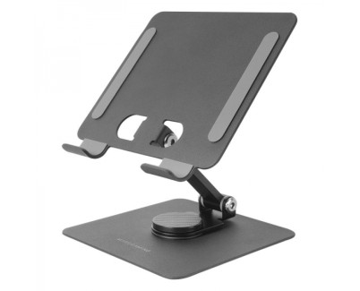 Mars Gaming MA-RST Soporte para Tablets y Convertibles - Acero Resistente - Rotacion 360º - Ajuste de Altura - Base Antideslizante - Color Negro