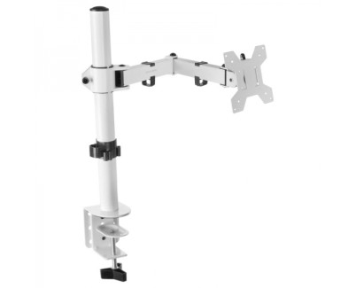 Mars Gaming MARM1 Soporte de Monitor - Brazo Articulado - Altura Ajustable - Gestion de Cables - Compatible VESA - Instalacion Rapida - Estabilidad Optima - Color Blanco