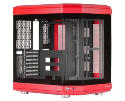 Mars Gaming MC-3T Caja Gaming Premium - Tres Paneles de Cristal Templado - Montaje Vertical de GPU - Conectividad USB-C - Hasta 10 Ventiladores - Color Rojo