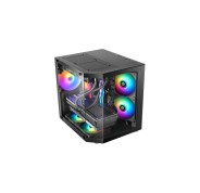 Mars Gaming MC-3TLITE Minitorre Ultracompacta - Ventilador de 120mm FRGB Integrado - Triple Cristal Templado - Soporte MicroATX/Mini-ITX - 4 Ranuras de Expansion - 337x276x342mm - Color Negro
