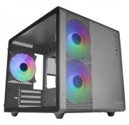 Mars Gaming MC-400 Caja Gaming Compacta - Doble Camara - Triple Refrigeracion FRGB - Ventana Cristal Templado - Panel Lateral Malla - Soporte Liquido 240mm - Color Negro